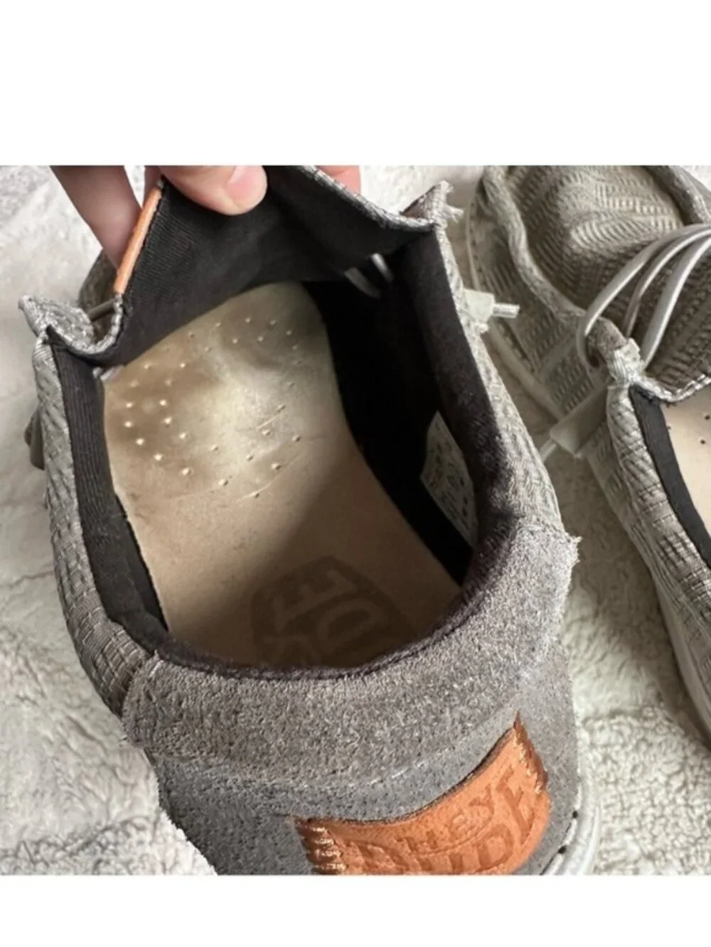 Hey Dude | Grey Wally Grid Slip on Shoes | Size 9